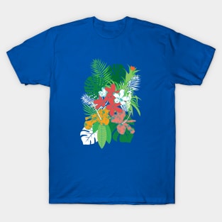 Tropical Flowers Palm Leaves T-Shirt